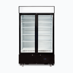 Bromic GM1000LBCAS Upright Display Fridge - 960L - 2  Doors - Flat Glass - Cassette - Black