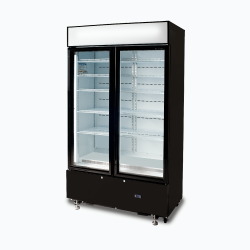 Bromic GM1000LBCAS Upright Display Fridge - 960L - 2  Doors - Flat Glass - Cassette - Black