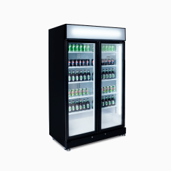 Bromic GM0900LBECO Upright Display Fridge - 885L - 2 Doors - Flat Glass - Black