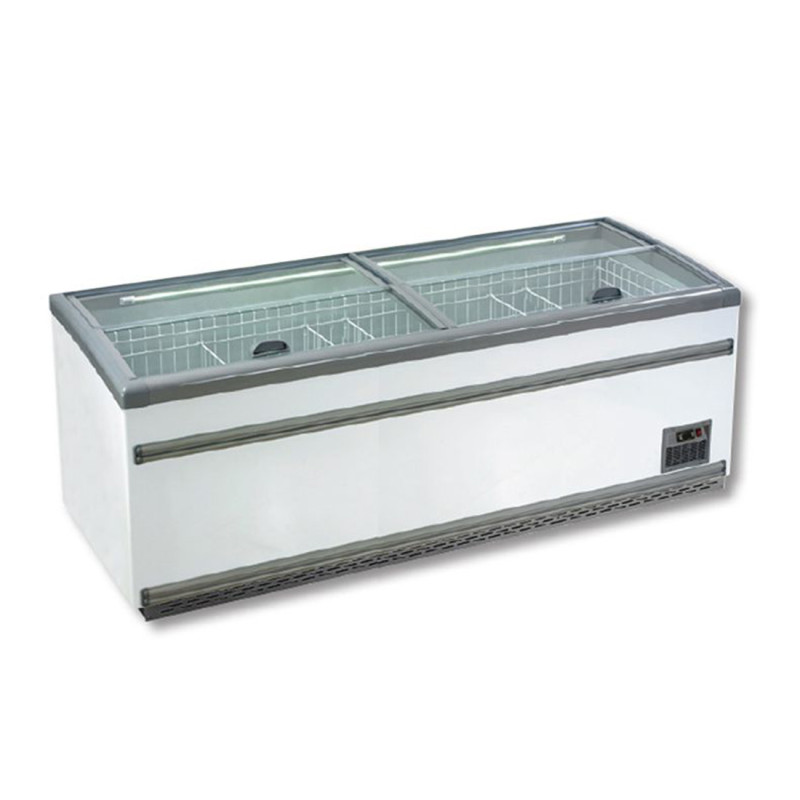 Thermaster ZCD-L250S Supermarket Island Dual Temperature Freezer & Chiller with Glass Sliding Lids