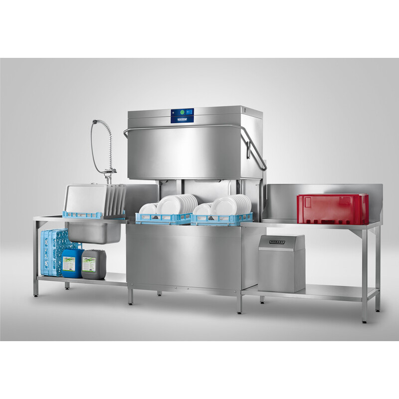 HOBART AMXT-V Double rack hood-type dishwasher for straight through or corner operation with Vapostop integrated