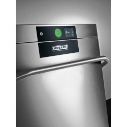 HOBART AUP Hood-type dishwasher with switchable high pressure wash for straight through or corner operation