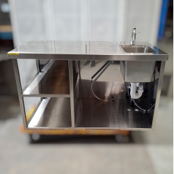 Used Stainless Steel Bench with Sink and Dual Undershelf - ST25UK233