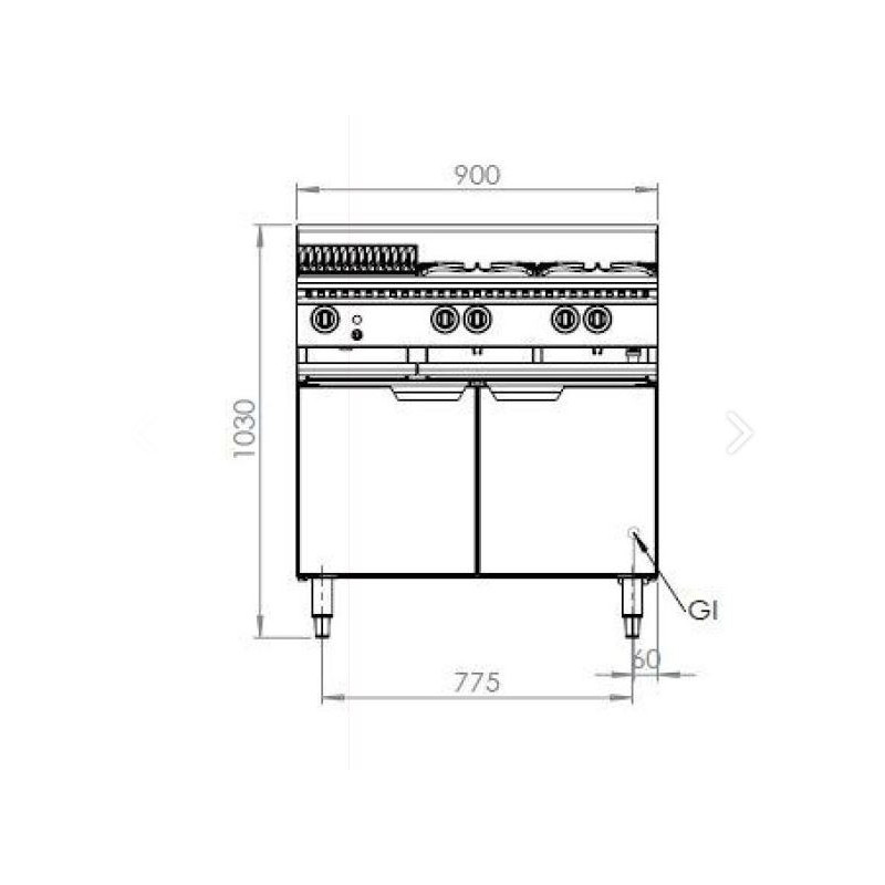 B+S COMMERCIAL KITCHENS -   Verro Combo Four Open Burners & 300mm Char Broiler - VHBT-SB4-CBR3 