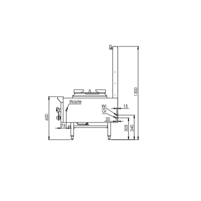 B+S COMMERCIAL KITCHENS -  K+ Single Hole Waterless Stock Pot Cooker  - UFWWSPK-1 