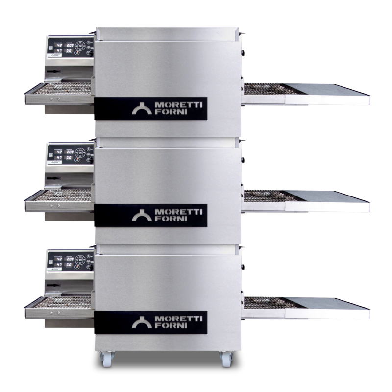 Moretti Forni T64E/3 S Triple Chamber Electric Conveyor Pizza Oven w/support