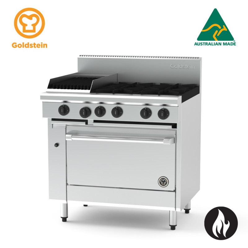 Goldstein PF12Q428E-X 4 burners Range 305mm Char Grill and Electric Oven