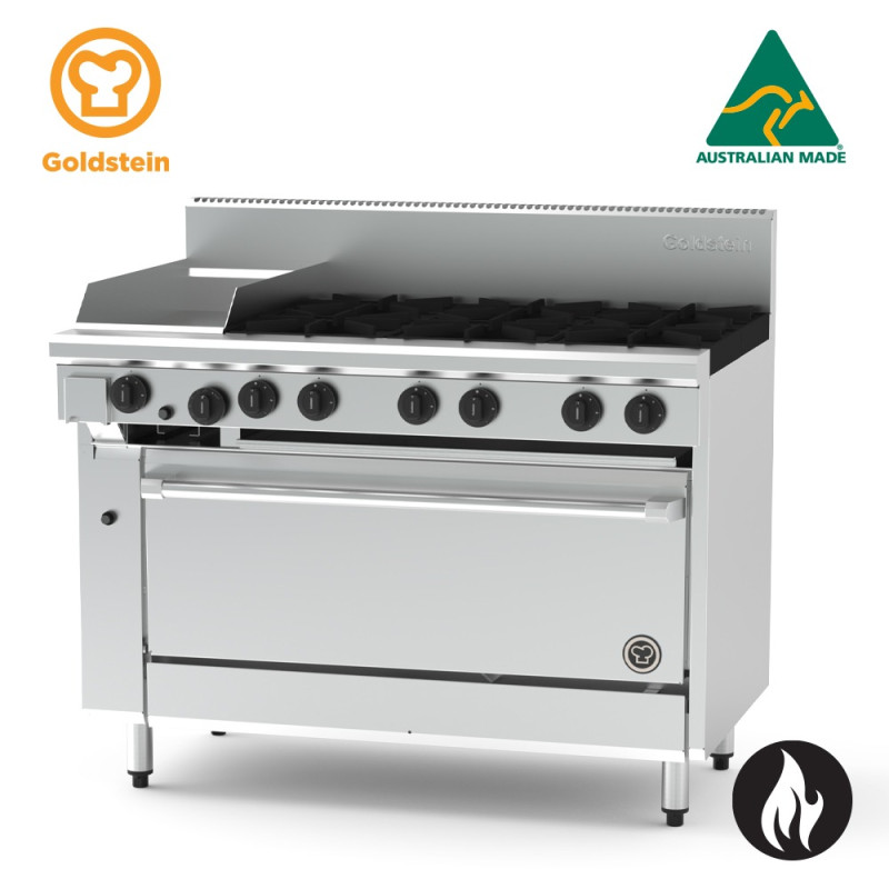 Goldstein PF12G640EFF-X 6 burners Range 305mm Hotplate and Fan Forced Electric Oven