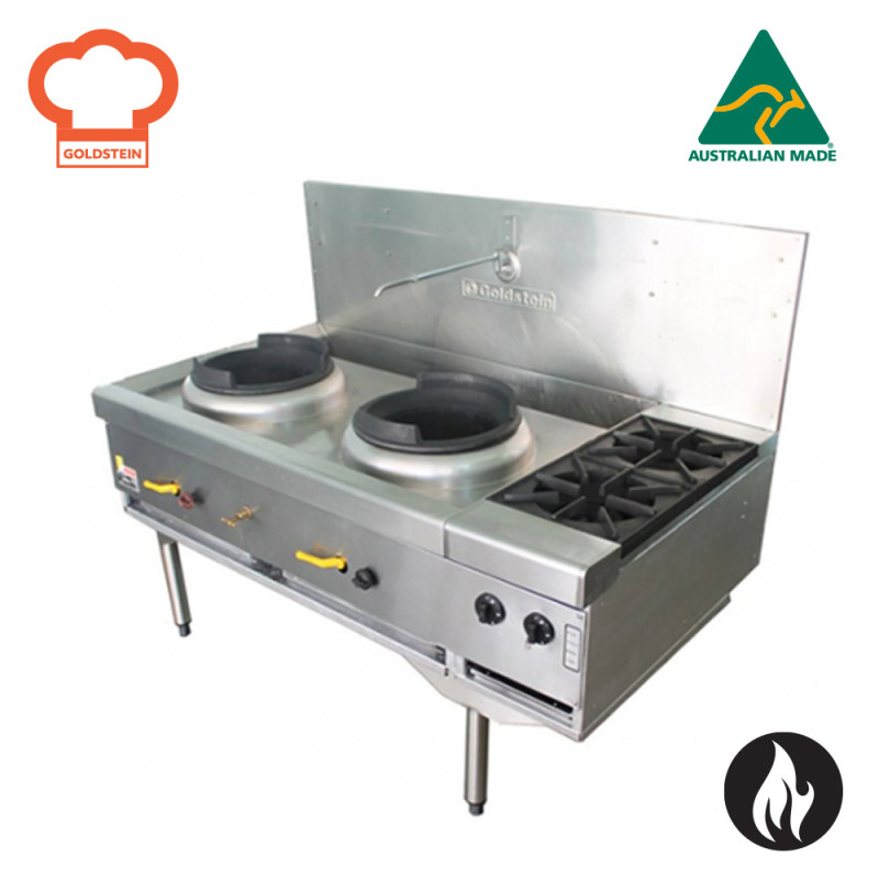 Goldstein CWA2B2D/B 2 Hole Wok Burner 356mm Duckbill Burner  and 2 Open burners