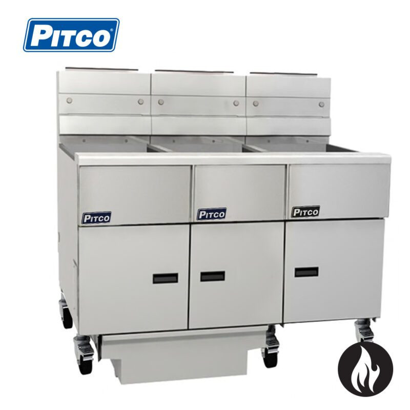 Pitco SG18-3/FD 3 Bank Gas 3 Basket Deep Fryer with Filter Drawer System