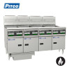 Pitco SSH55C-4/FD 4 Bank Gas 2 Basket Deep Fryer with Computer Controls and Filter Drawer System