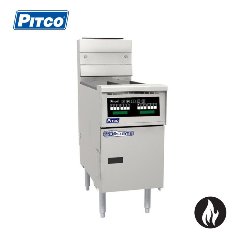 Pitco SSH55T-C Split Pan Double Basket Gas Deep Fryer 2 x 11lt with Computer Controls