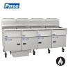 Pitco SSH75-4/FD 4 Bank Gas 3 Basket Deep Fryer with Filter Drawer System