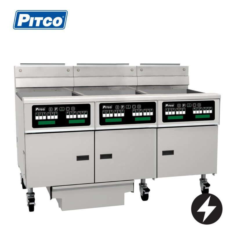 Pitco SE18C-3/FD 3 Bank Electric Deep Fryer with Computer Controls and Filter Drawer System 38lt