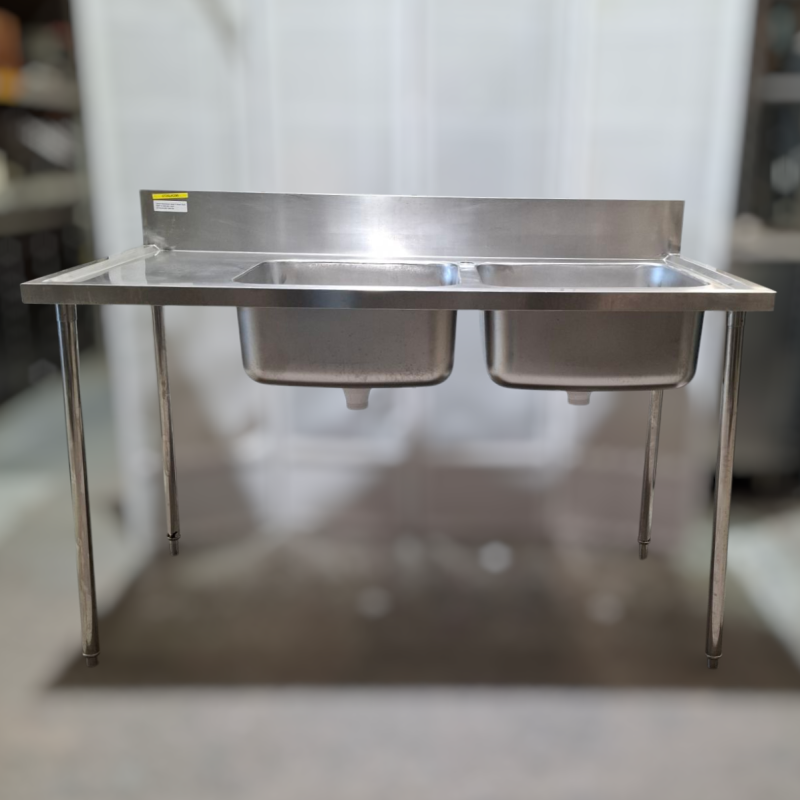 Used 1500mm Wide Stainless Steel Double Sink Bench - ST25UK296