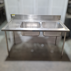Used 1500mm Wide Stainless Steel Double Sink Bench - ST25UK296