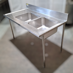 Used 1500mm Wide Stainless Steel Double Sink Bench - ST25UK296