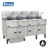 Pitco SG14R-4/FD 4 Bank Gas 2 Basket Deep Fryer with Filter Drawer System