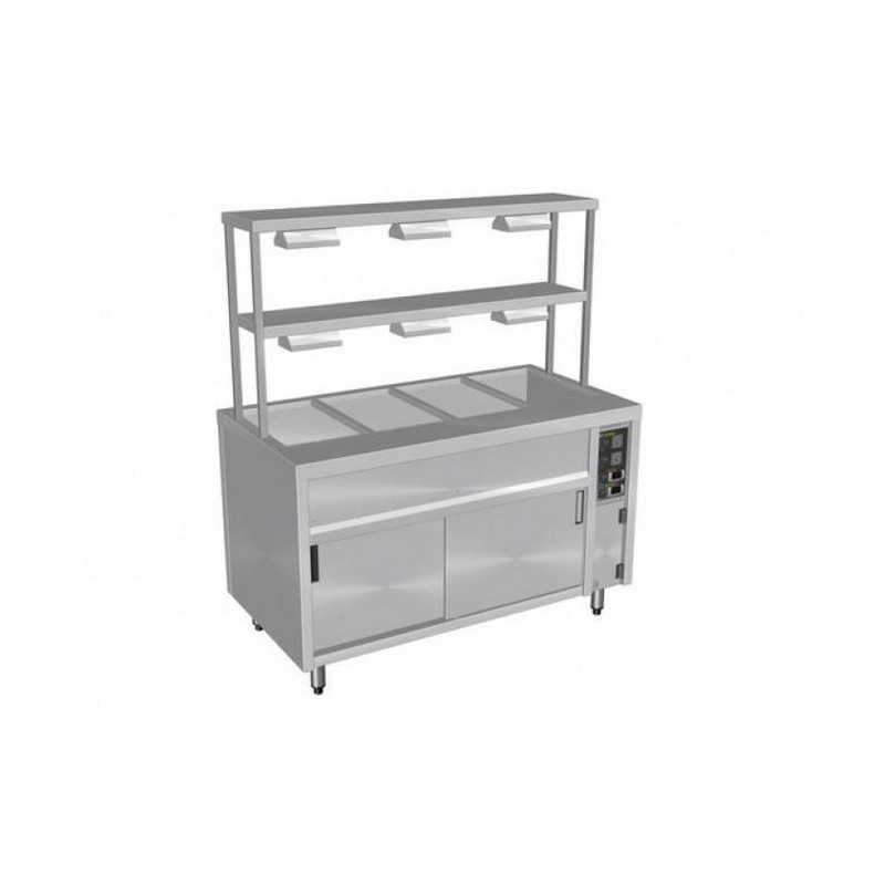 Culinaire Island Bain Marie with Double Gantry & Heat Lamps to Bottom Shelf - CH.BMH.I.GDB.5