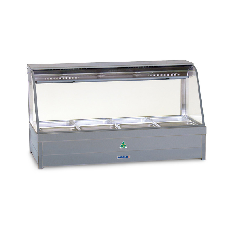 Roband C22 Curved Glass Hot Food Display Bar, 4 pans double row