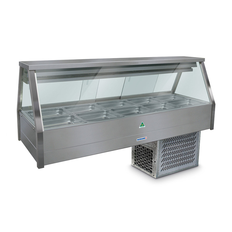 Roband ERX25RD Straight Glass Refrigerated Display Bar, 10 pans