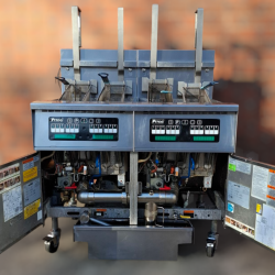 Used Pitco SSH75C-FD/FF 2 Bank Gas Deep Fryer with Filtration, Computer Controls and Automatic Basket Lift - ST25UK384