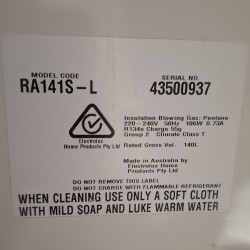 Used Westinghouse RA141S-L Single Door Bar Fridge - ST25UK426