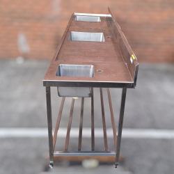 Used Stainless Steel 3m Long Triple Sink Bench - ST25UK419