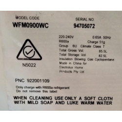 Used Westinghouse WFM0900WC Domestic 90L Bar Freezer