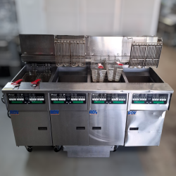 Used Pitco SELV14-4 Electric 4 Bank Deep Fryer with Filter Drawer System - ST25UK237