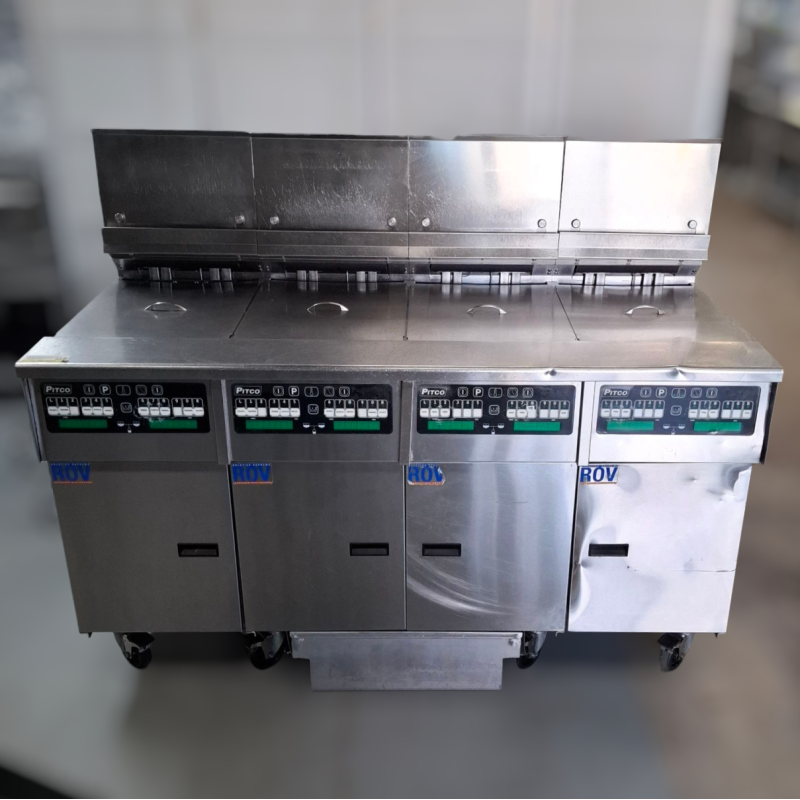 Used Pitco SELV14-4 Electric 4 Bank Deep Fryer with Filter Drawer System - ST25UK237