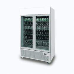 Bromic GM1100LS-NR Upright Display Fridge - 1082L - 2 Door - Flat Glass - Lightbox - Silver