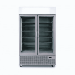 Bromic GM1100LS-NR Upright Display Fridge - 1082L - 2 Door - Flat Glass - Lightbox - Silver