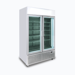 Bromic GM1100LS-NR Upright Display Fridge - 1082L - 2 Door - Flat Glass - Lightbox - Silver