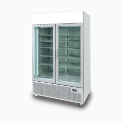 Bromic GM1100LS-NR Upright Display Fridge - 1082L - 2 Door - Flat Glass - Lightbox - Silver