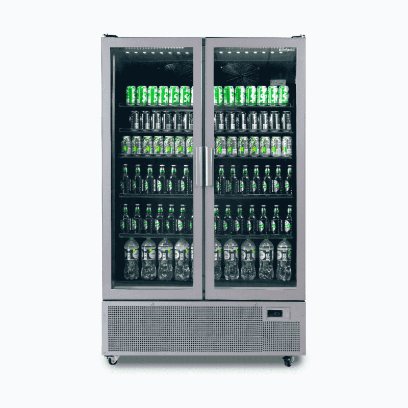 Bromic GM1100S-NR Upright Display Fridge - 1126L - 2 Door - Flat Glass - Silver