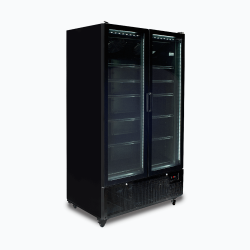 Bromic GM1100B-NR Upright Display Fridge - 1126L - 2 Door - Flat Glass - Black