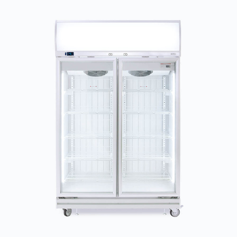 Bromic UF1000LF Upright Display Freezer - 976L - 2 Doors - Flat Glass - Lightbox