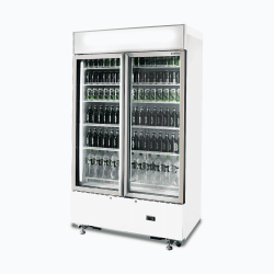 Bromic GM1000LWCAS Upright Display Fridge - 960L - 2 Doors - Flat Glass - Cassette - White