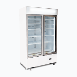 Bromic GM1000LWCAS Upright Display Fridge - 960L - 2 Doors - Flat Glass - Cassette - White