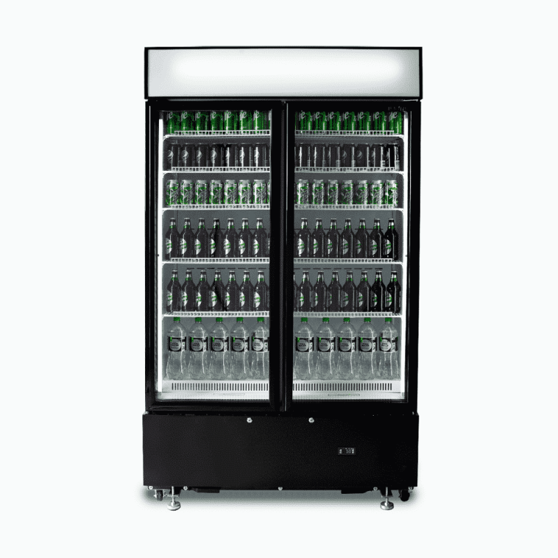 Bromic GM1000LBCAS Upright Display Fridge - 960L - 2  Doors - Flat Glass - Cassette - Black