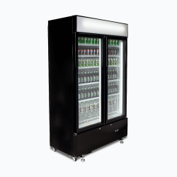 Bromic GM1000LBCAS Upright Display Fridge - 960L - 2  Doors - Flat Glass - Cassette - Black