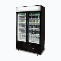 Bromic GM1000LBCAS Upright Display Fridge - 960L - 2  Doors - Flat Glass - Cassette - Black