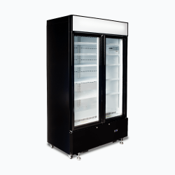 Bromic GM1000LBCAS Upright Display Fridge - 960L - 2  Doors - Flat Glass - Cassette - Black