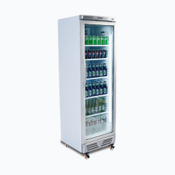 Bromic GM0374-NR Upright Display Fridge - 372L - 1 Door - Flat Glass - White with Silver Trim