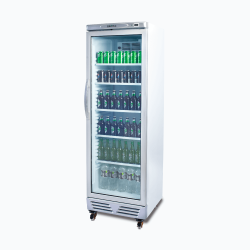Bromic GM0374-NR Upright Display Fridge - 372L - 1 Door - Flat Glass - White with Silver Trim