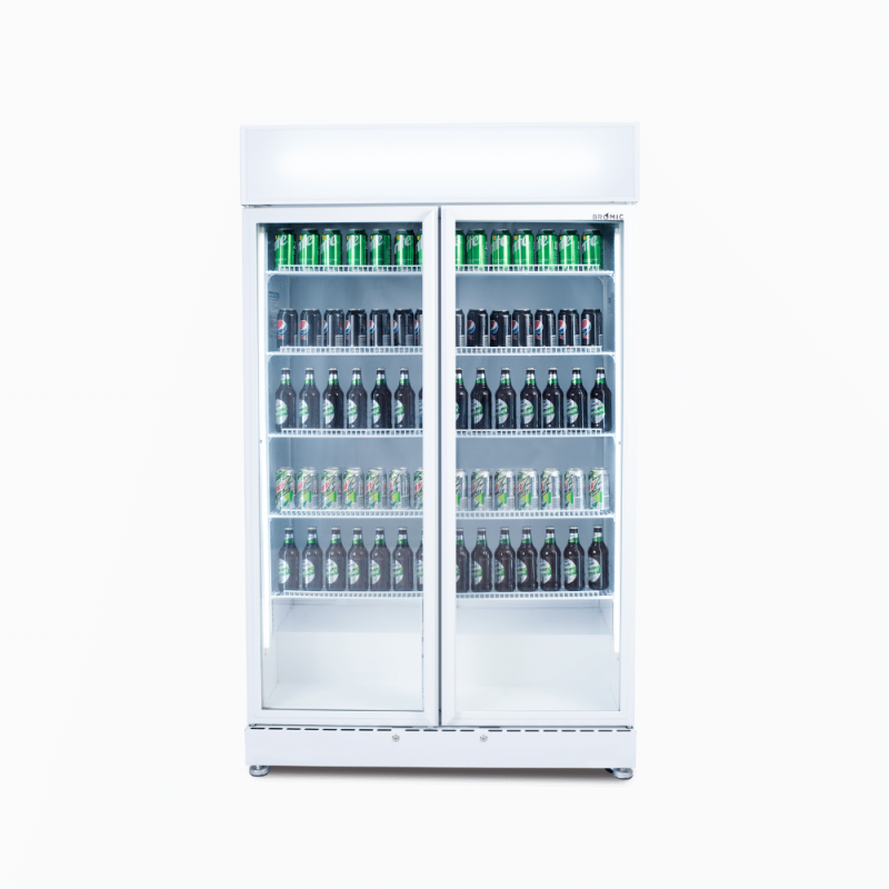 Bromic GM0900LWECO-NR Upright Display Fridge - 885L - 2 Doors - Flat Glass - White