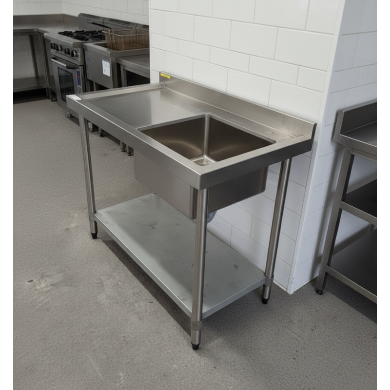 Used Stainless Steel Sink Bench With Drain - ST26UK036