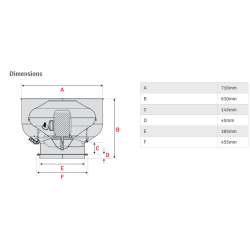15" Vertical Exhaust Canopy Motor, Single Phase, 240V, 0.75 KW, 1 HP  Model: V38-754-SP