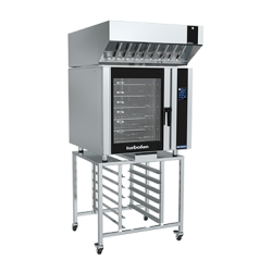 Turbofan E35T6-30 - Full Size Electric Convection Oven Touch Screen Control with Halton Ventless Hood on a Stainless Steel Stand